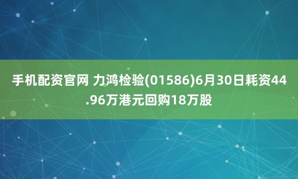 手机配资官网 力鸿检验(01586)6月30日耗资44.96万港元回购18万股
